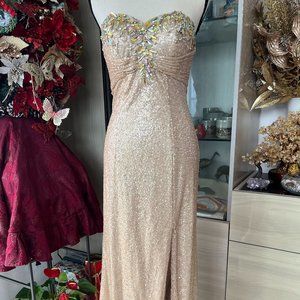 Callista, All Gold Bead and Sequins Strapless Gown-Glitters Like Crazy